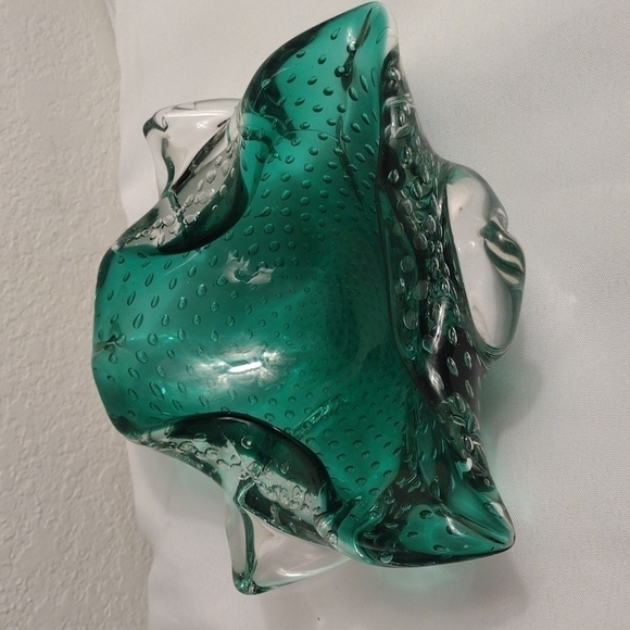 Mid-century modern Murano emerald green ashtray or bowl. Italy c 1950s - Picture 8 of 12